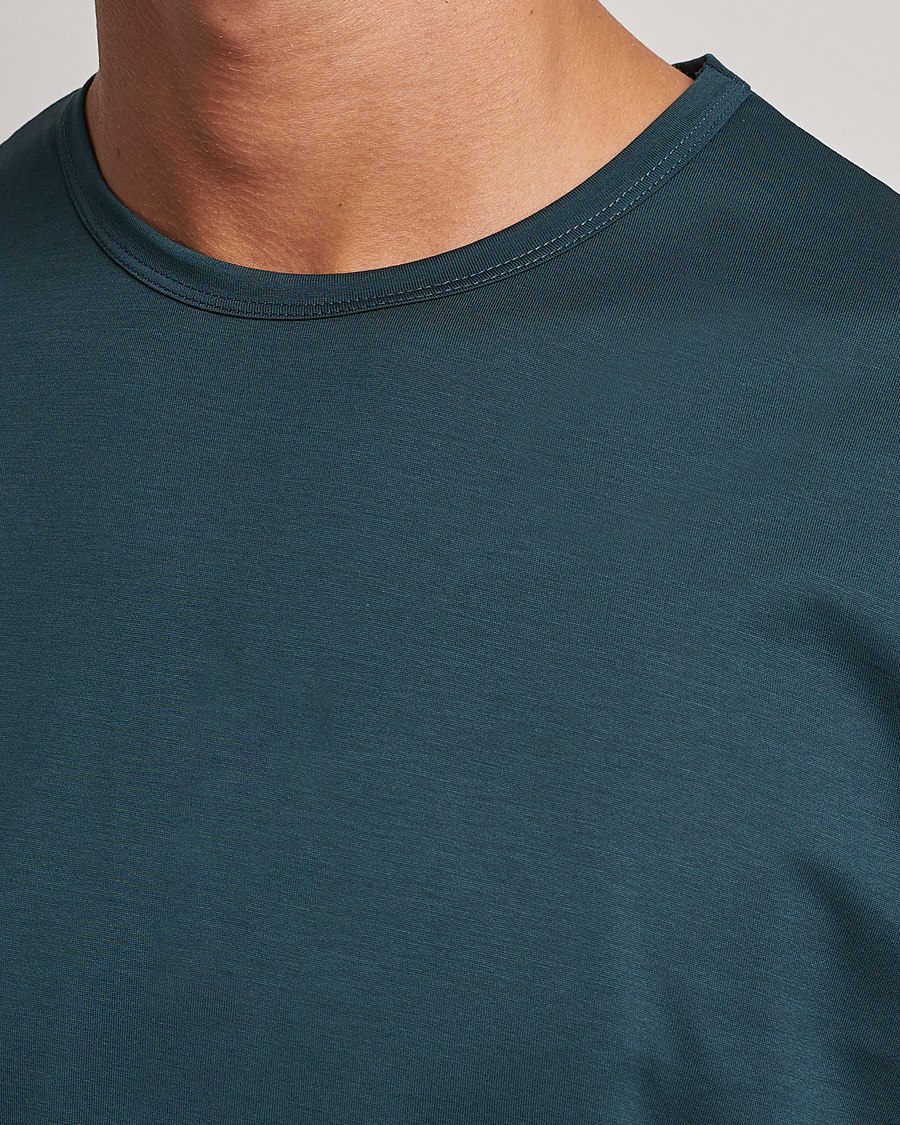 Herren | T-Shirts | Sunspel | Crew Neck Q82 Cotton T-Shirt Peacock