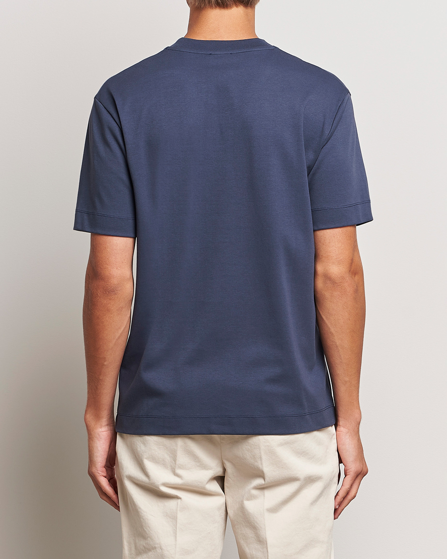 Herren | T-Shirts | Sunspel | Heavyweight Mock Neck T-Shirt Navy