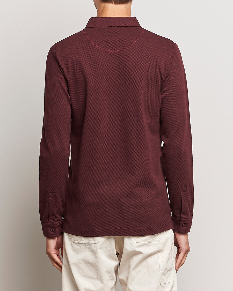 Herren | Pullover | Sunspel | Long Sleeve Riviera Polo Shirt Maroon
