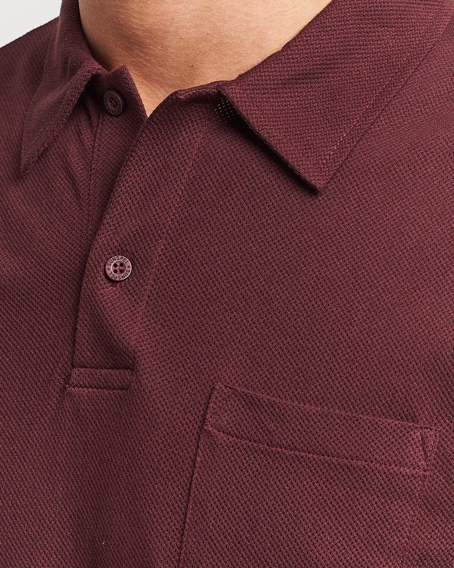 Herren | Pullover | Sunspel | Long Sleeve Riviera Polo Shirt Maroon