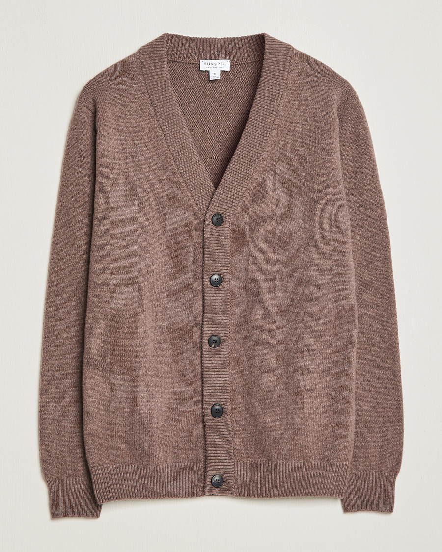 Herren | Pullover | Sunspel | Lambswool Cardigan Cedar