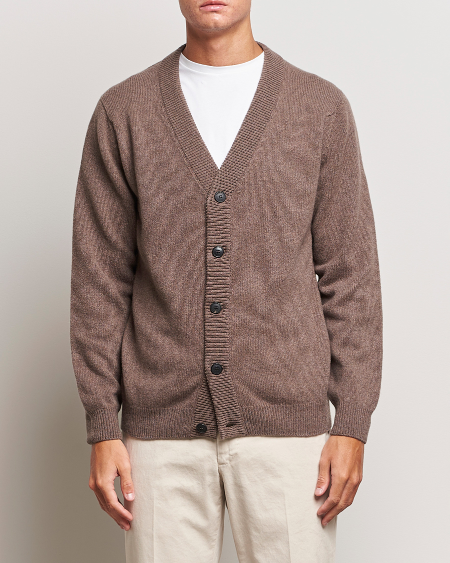 Herren | Pullover | Sunspel | Lambswool Cardigan Cedar