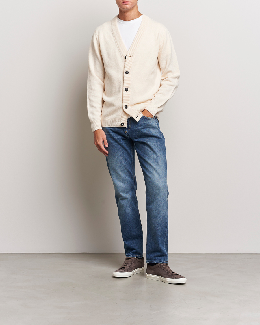 Herren | Pullover | Sunspel | Lambswool Cardigan Ecru