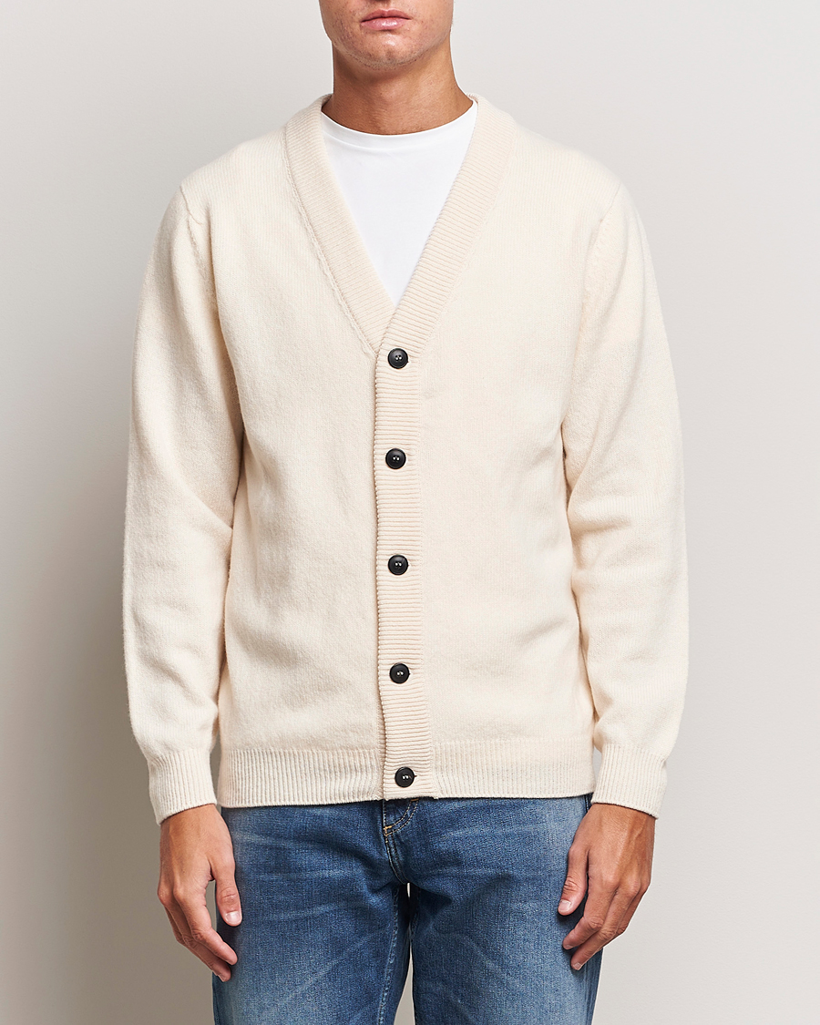 Herren | Pullover | Sunspel | Lambswool Cardigan Ecru