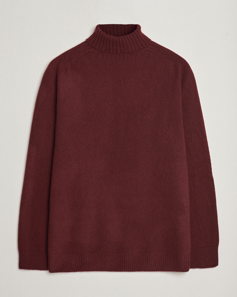 Herren | Pullover | Sunspel | Lambswool Rollneck Maroon