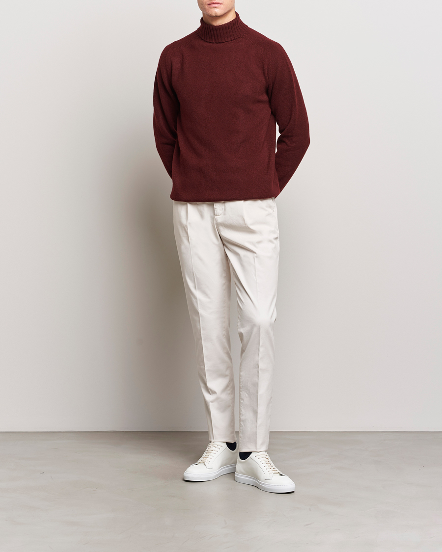 Herren | Pullover | Sunspel | Lambswool Rollneck Maroon