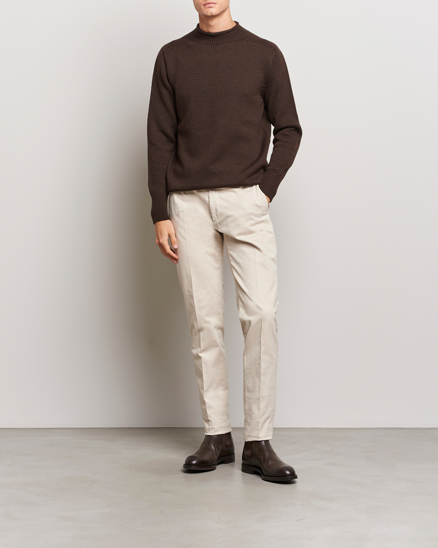 Herren | Pullover | Sunspel | Fisherman Merino Jumper Coffee