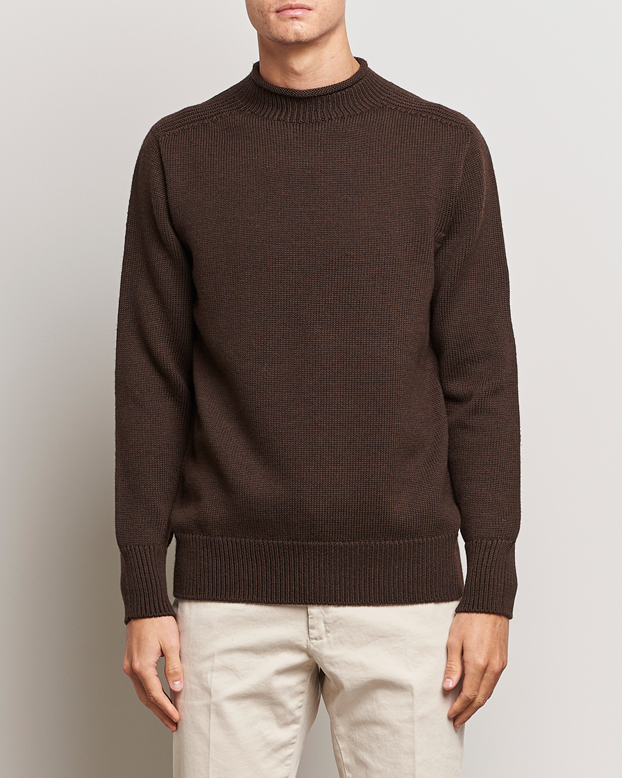 Herren | Pullover | Sunspel | Fisherman Merino Jumper Coffee