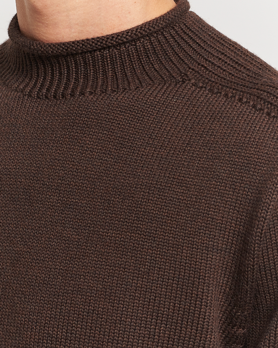 Herren | Pullover | Sunspel | Fisherman Merino Jumper Coffee