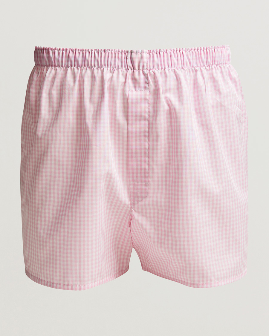 Herren | Unterwäsche | Sunspel | Cotton Gingham Boxer Pink