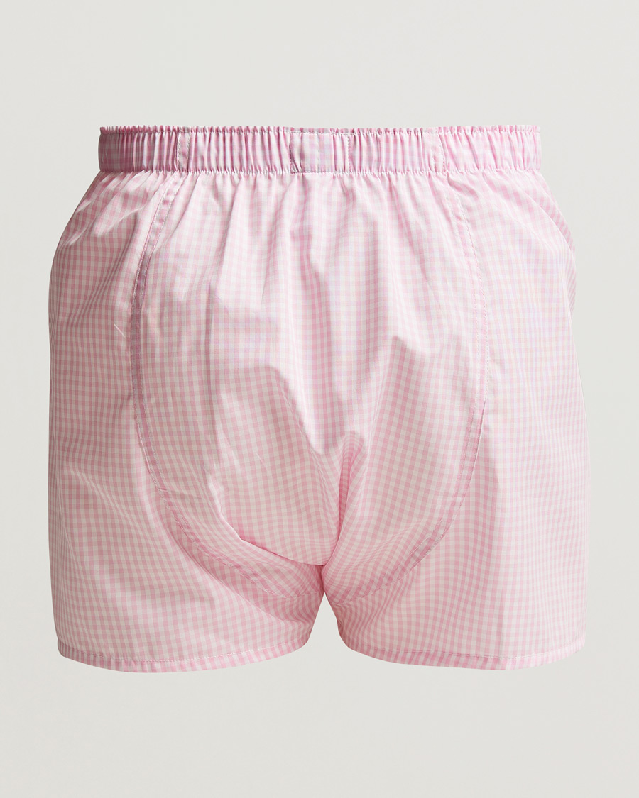 Herren | Unterwäsche | Sunspel | Cotton Gingham Boxer Pink