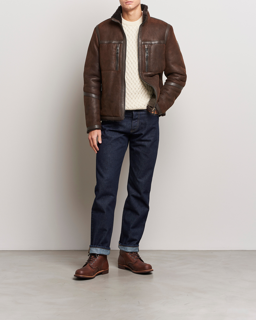 Herren | Jacken | Belstaff | Tundra Sherling Leather Jacket Earth Brown