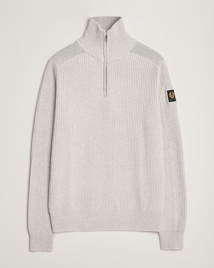 Herren | Pullover | Belstaff | Stanley Quarter Zip Jumper Old Silver