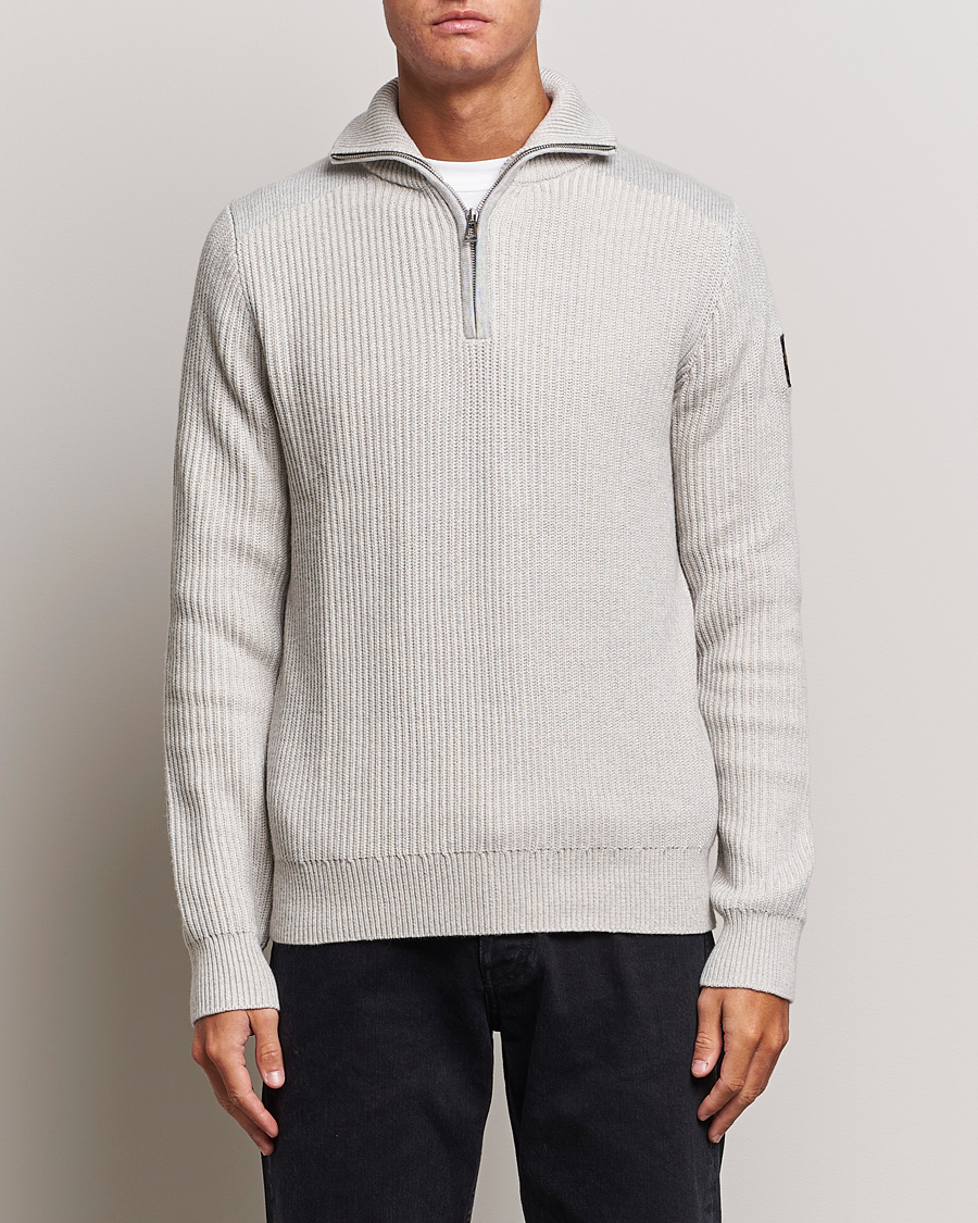 Herren | Pullover | Belstaff | Stanley Quarter Zip Jumper Old Silver