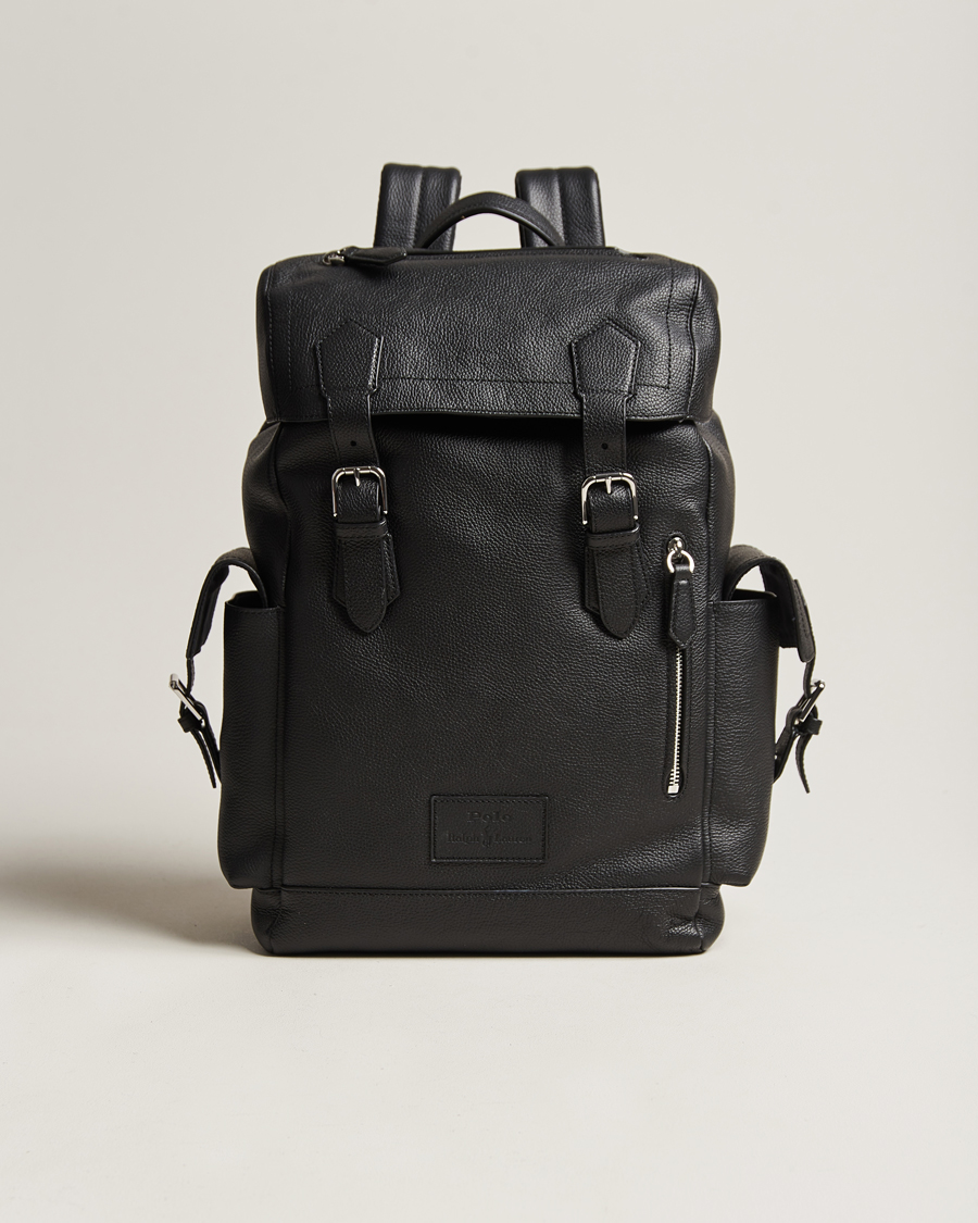 Herren | Polo Ralph Lauren Flap Leather Backpack Black | Polo Ralph Lauren | Flap Leather Backpack Black