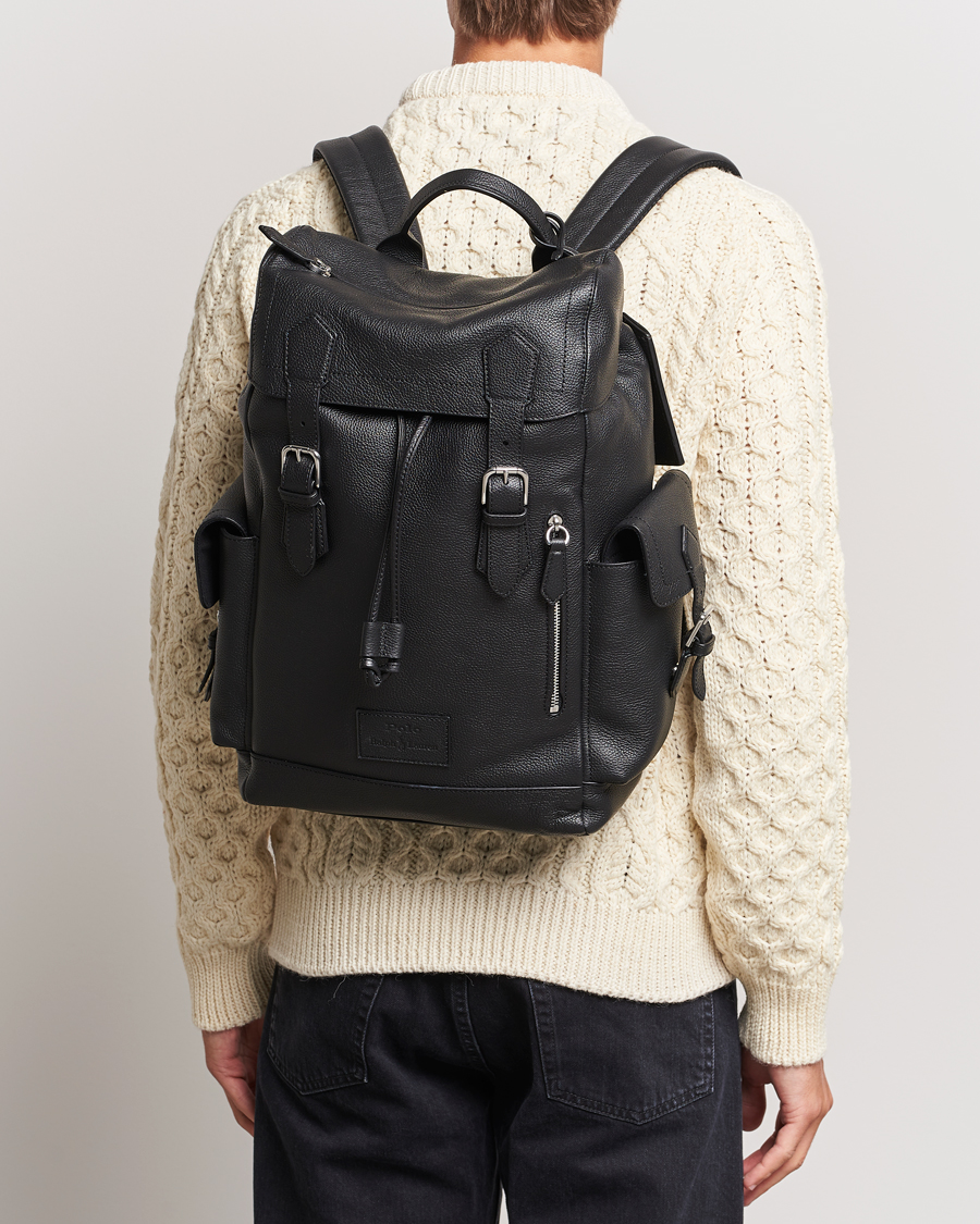 Herren | Polo Ralph Lauren Flap Leather Backpack Black | Polo Ralph Lauren | Flap Leather Backpack Black