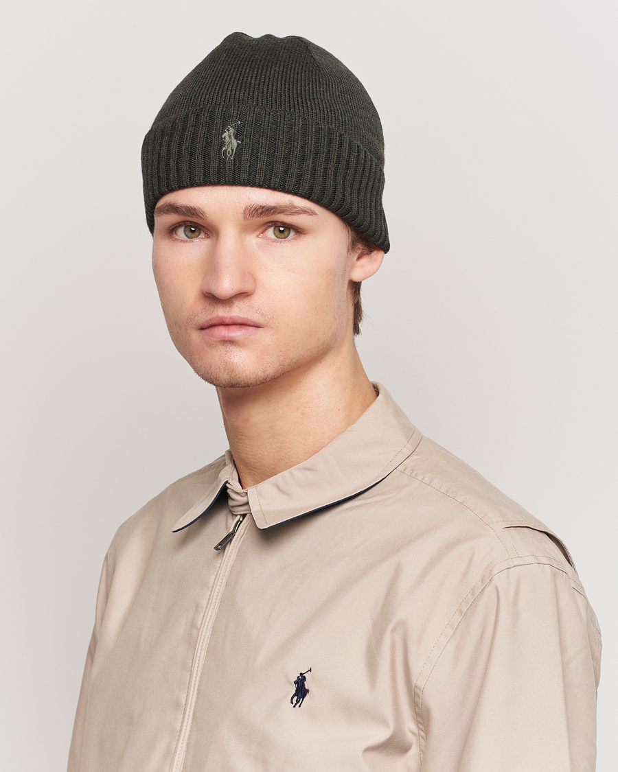 Herren | Polo Ralph Lauren Merino Wool Beanie Olive Heather | Polo Ralph Lauren | Merino Wool Beanie Olive Heather