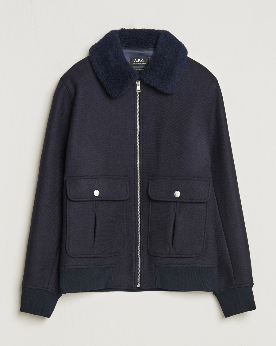 Herren | Jacken | A.P.C. | Ben Shearling Bomber Jacket Dark Navy
