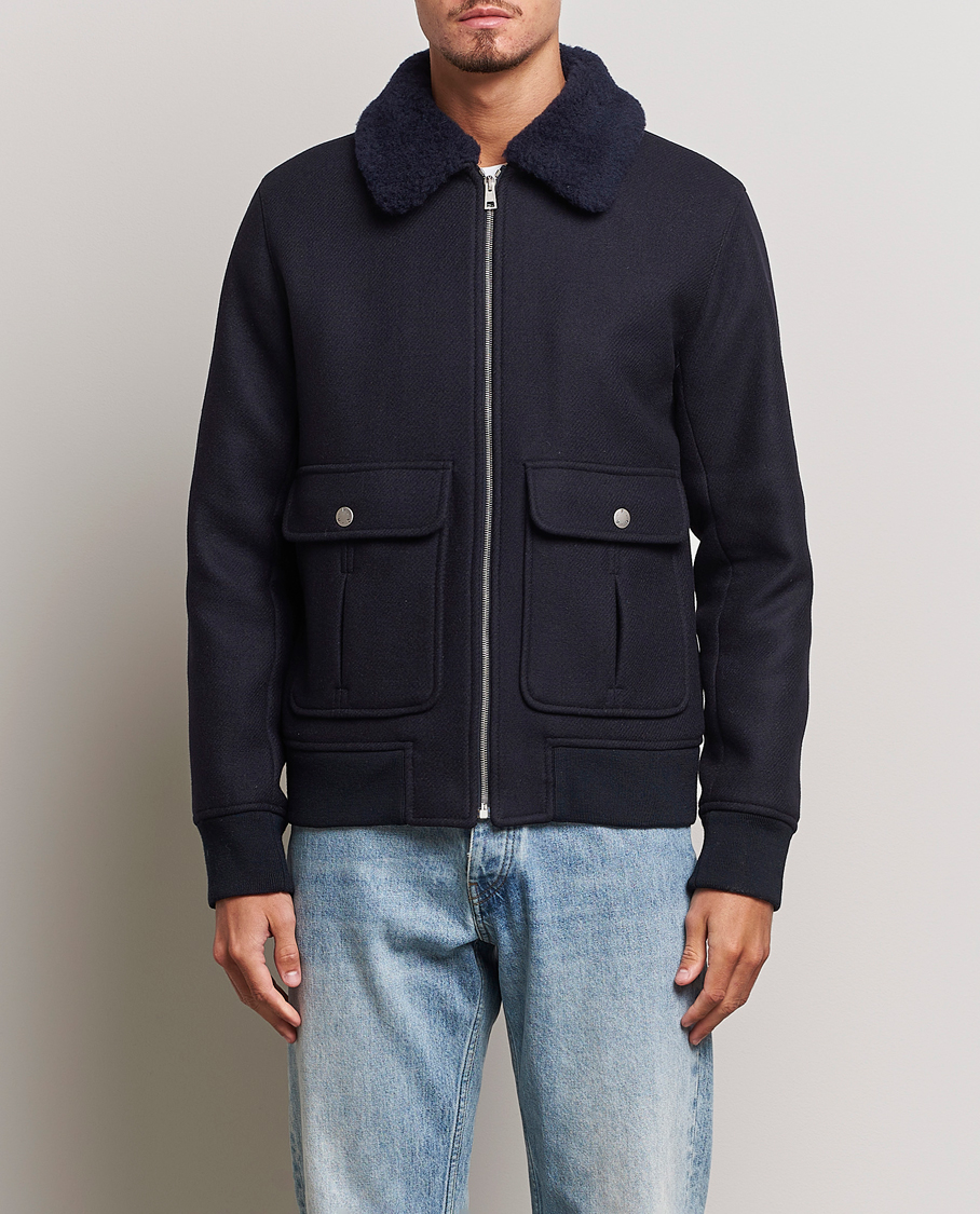 Herren | Jacken | A.P.C. | Ben Shearling Bomber Jacket Dark Navy