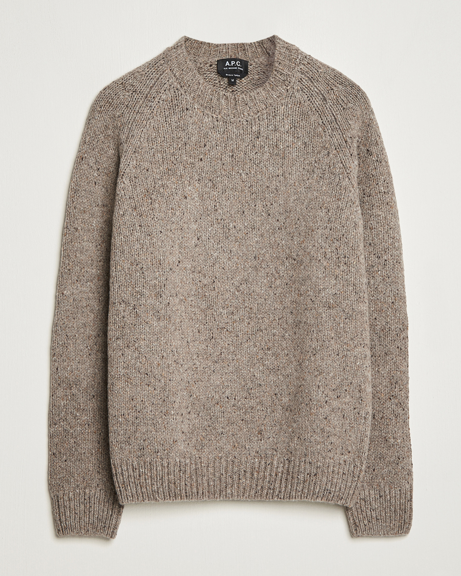 Herren | Pullover | A.P.C. | Harris Wool Knitted Crew Neck Sweater Taupe