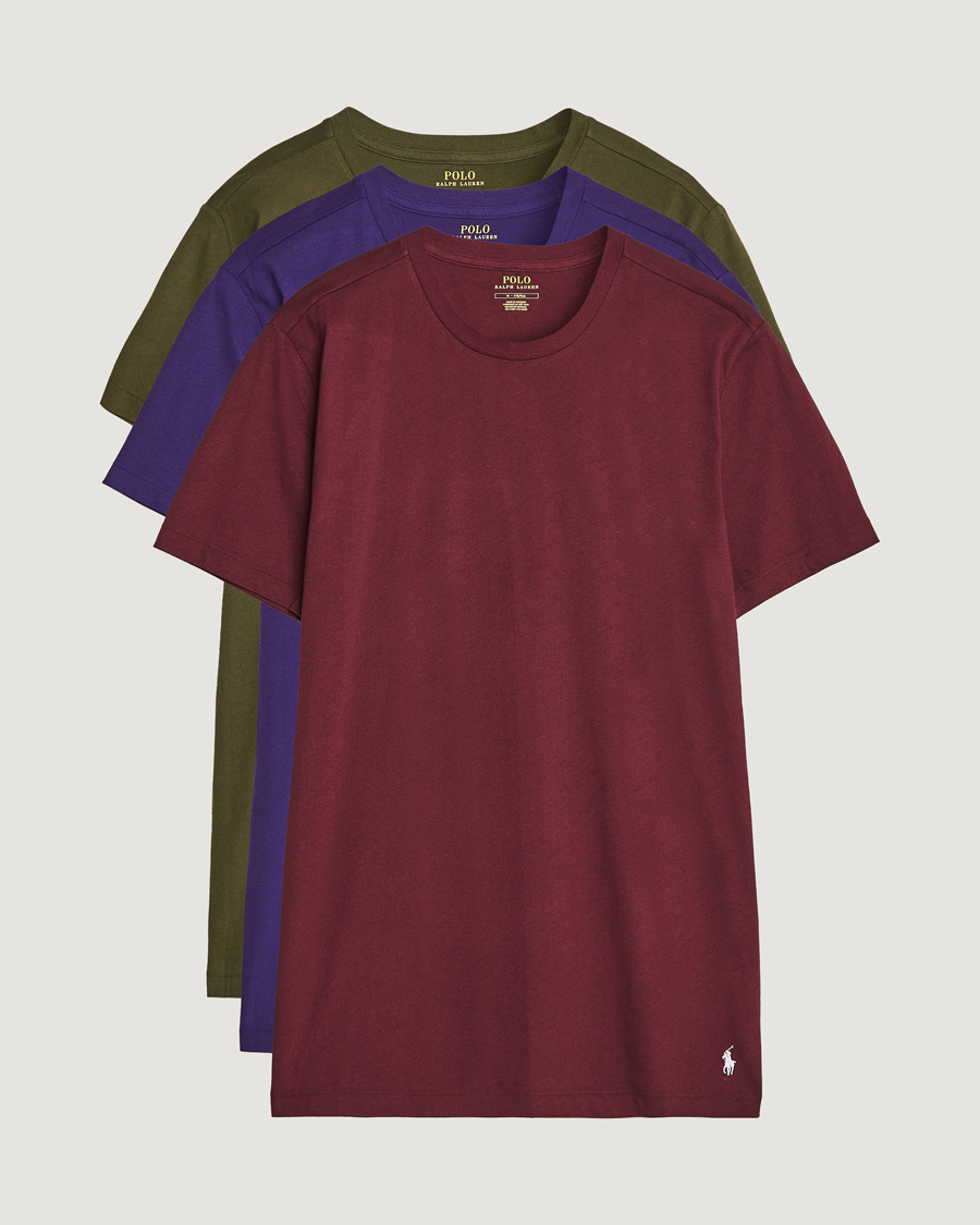 Herren | T-Shirts | Polo Ralph Lauren | 3-Pack Crew Neck T-Shirt Wine/Green/Purple