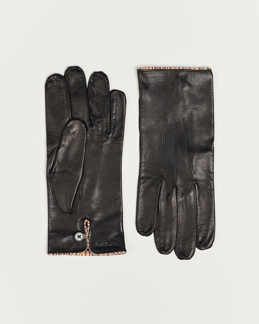 Herren | Paul Smith Leather Striped Piping Glove Black | Paul Smith | Leather Striped Piping Glove Black