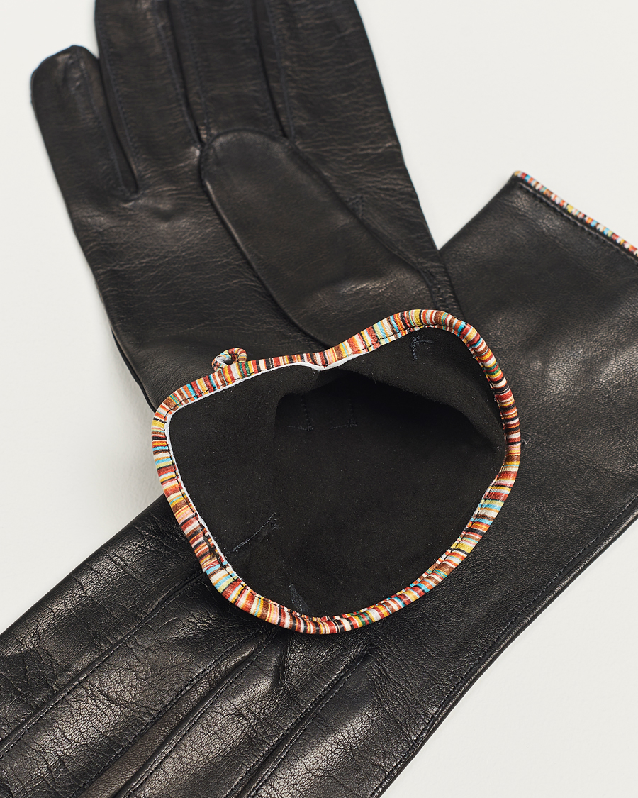 Herren | Paul Smith Leather Striped Piping Glove Black | Paul Smith | Leather Striped Piping Glove Black