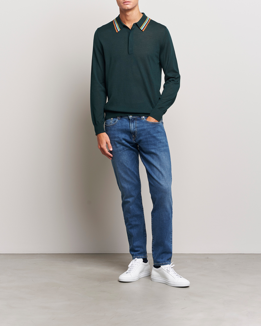 Herren | Pullover | Paul Smith | Wool/Silk Knitted Polo Dark Green