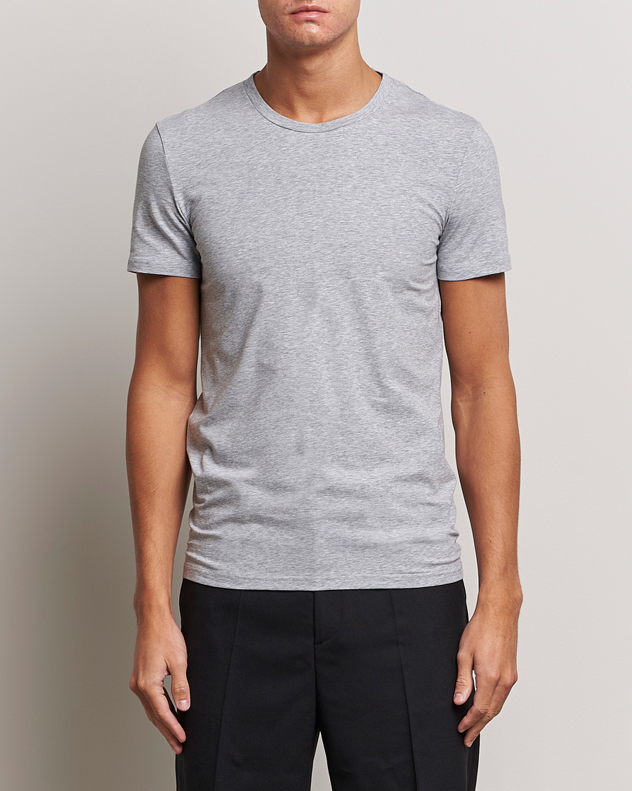 Herren | Italian Department | Zegna | Stretch Cotton Round Neck T-Shirt Grey Melange