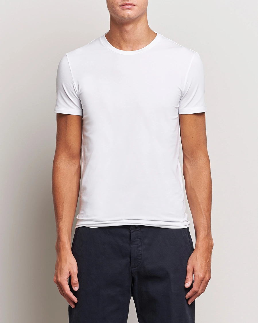 Herren | Italian Department | Zegna | Stretch Cotton Round Neck T-Shirt White