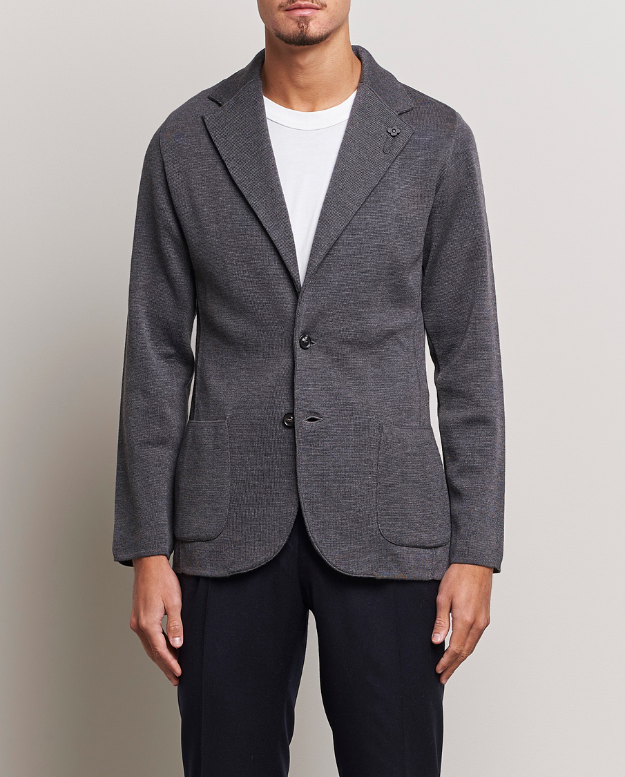 Herren | Sakkos | Lardini | Knitted Wool Blazer Grey