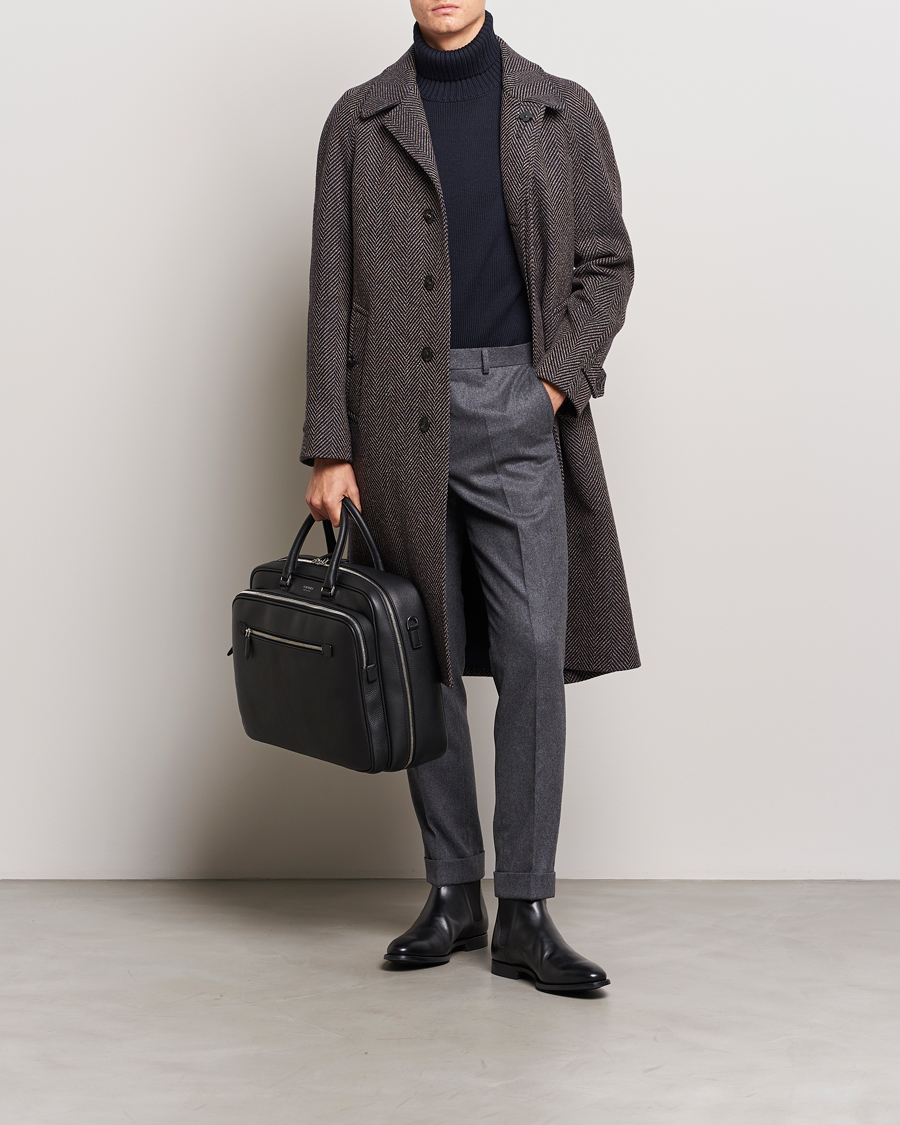Herren | Jacken | Lardini | Wool/Cashmere Herringbone Raglan Coat Navy/Brown