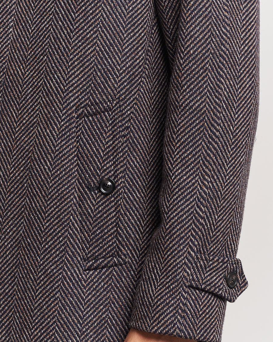 Herren | Jacken | Lardini | Wool/Cashmere Herringbone Raglan Coat Navy/Brown