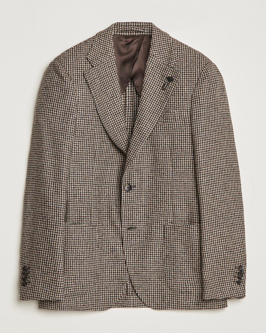 Herren | Sakkos | Lardini | Wool/Silk/Cashmere Houndstooth Blazer Beige/Green