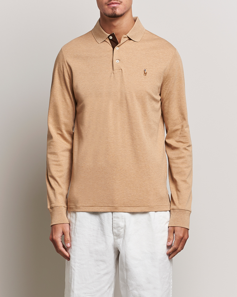 Herren | Poloshirt | Polo Ralph Lauren | Luxury Pima Cotton Long Sleeve Polo Camel Heather