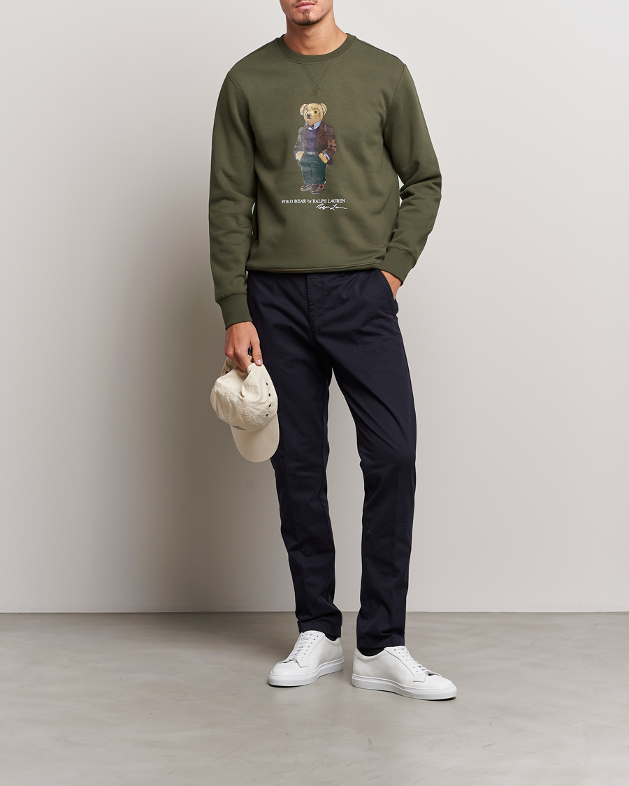 Herren | Pullover | Polo Ralph Lauren | Printed Denim Bear Sweatshirt Expedition Olive