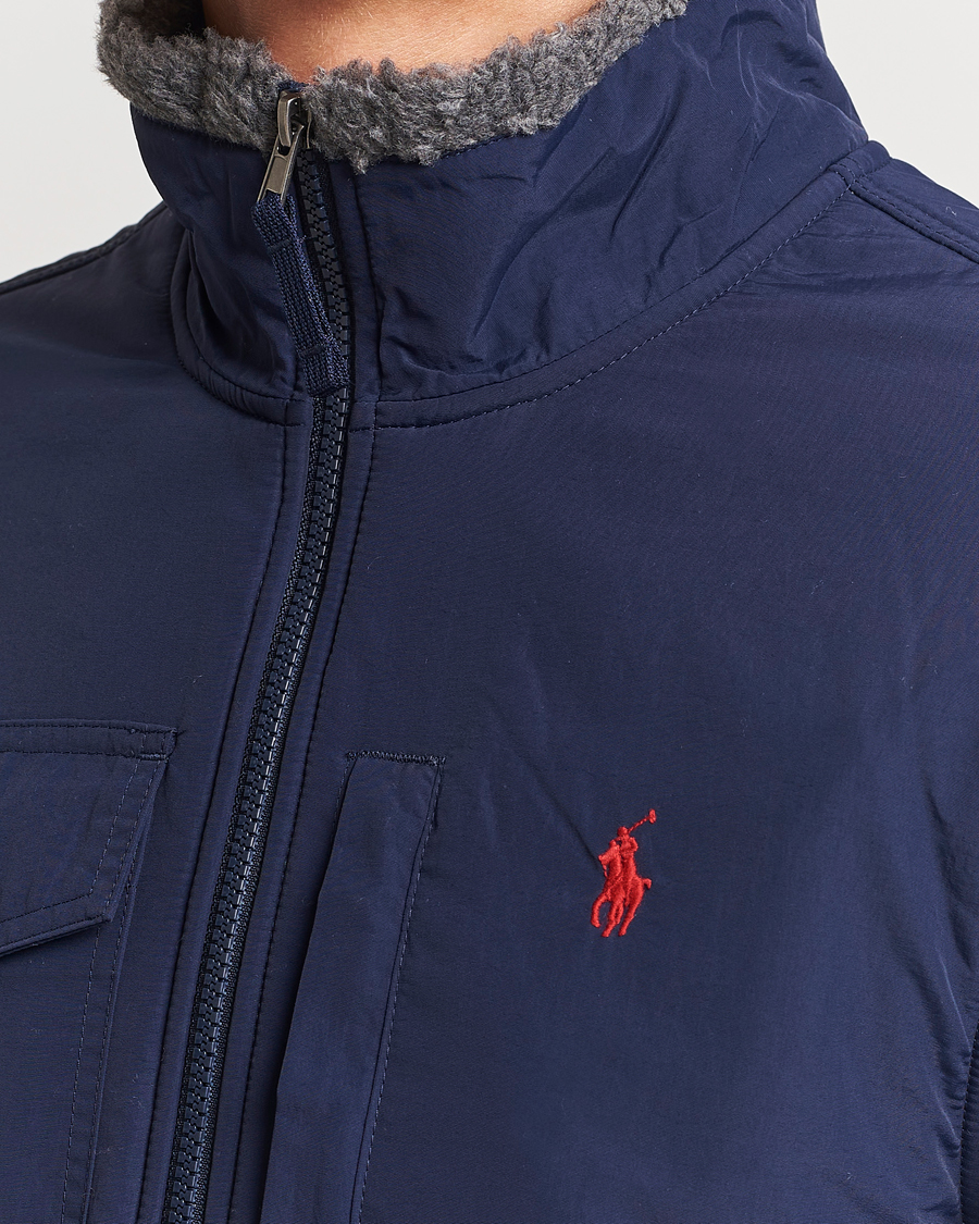 Herren | Pullover | Polo Ralph Lauren | Bonded Sherpa Full Zip Sweater Grey/Newport Navy