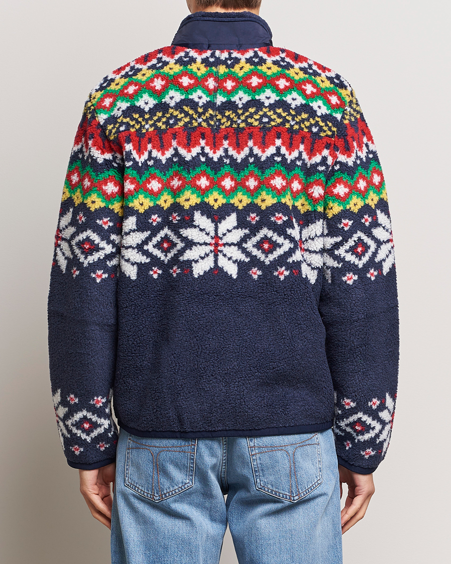 Herren | Pullover | Polo Ralph Lauren | Bonded Hi-Pile Snowflake Fairisle Full Zip Navy