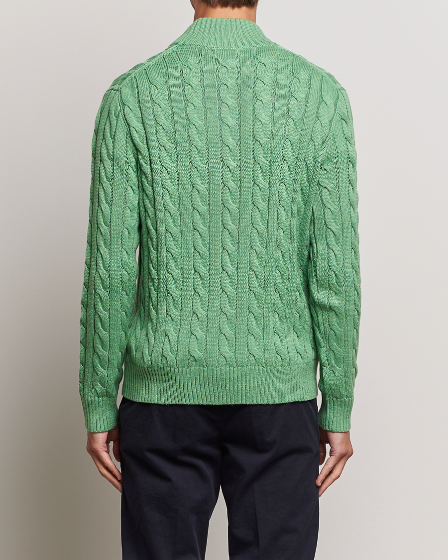 Herren | Pullover | Polo Ralph Lauren | Cotton Cable Half Zip Sweater Field Green Heather