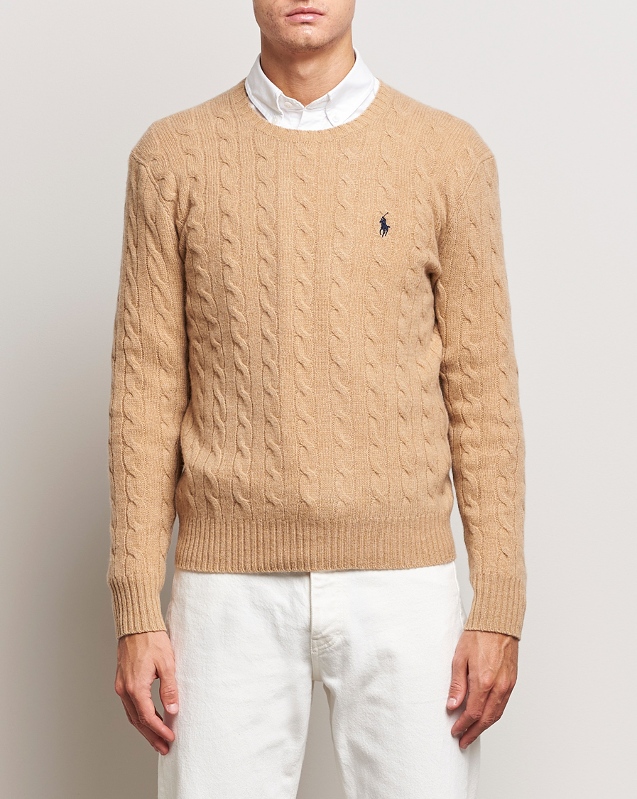 Herren | Pullover | Polo Ralph Lauren | Wool/Cashmere Cable Crew Neck Camel Melange