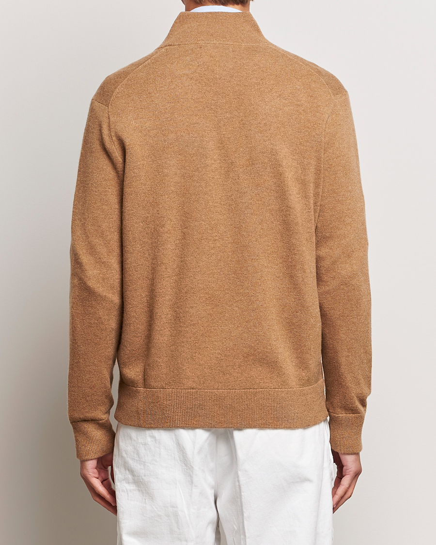 Herren | Pullover | Polo Ralph Lauren | Merino Knitted Full Zip Sweater Latte Brown Heather