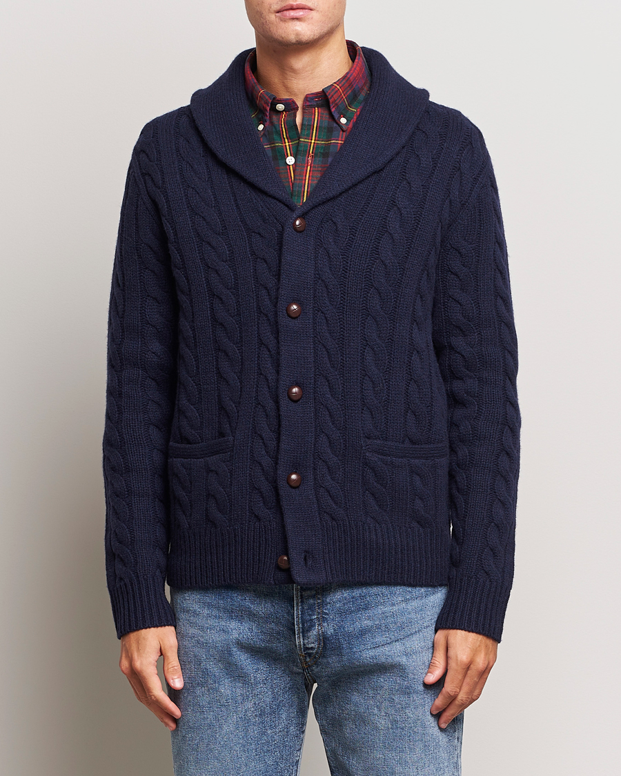 Herren | Pullover | Polo Ralph Lauren | Wool Cable Cardigan Hunter Navy