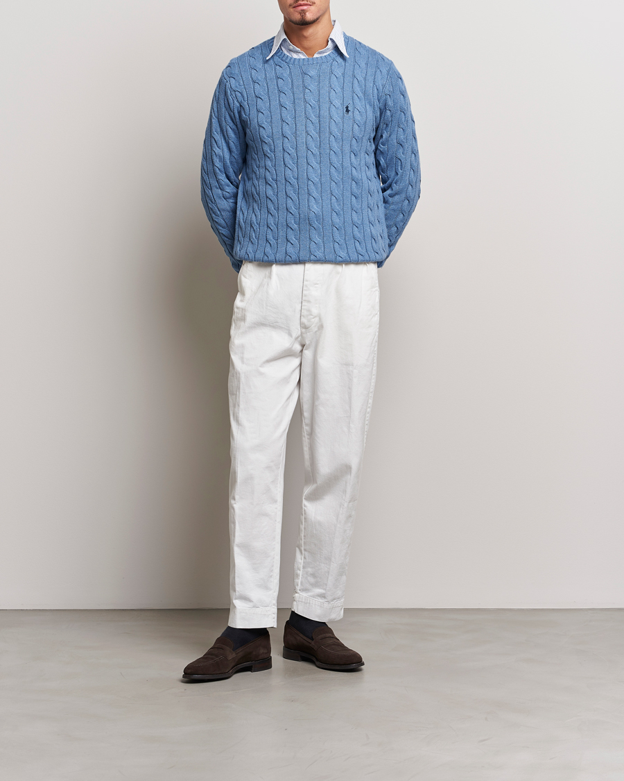 Herren | Pullover | Polo Ralph Lauren | Cotton Cable Pullover Sky Blue Heather