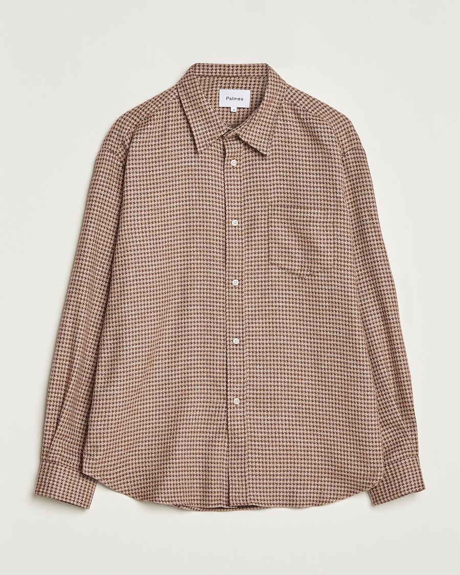 Herren | Hemden | Palmes | Cyrus Houndstooth Cotton Shirt Brown