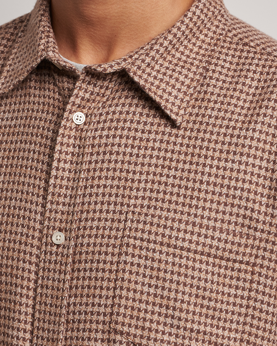 Herren | Hemden | Palmes | Cyrus Houndstooth Cotton Shirt Brown