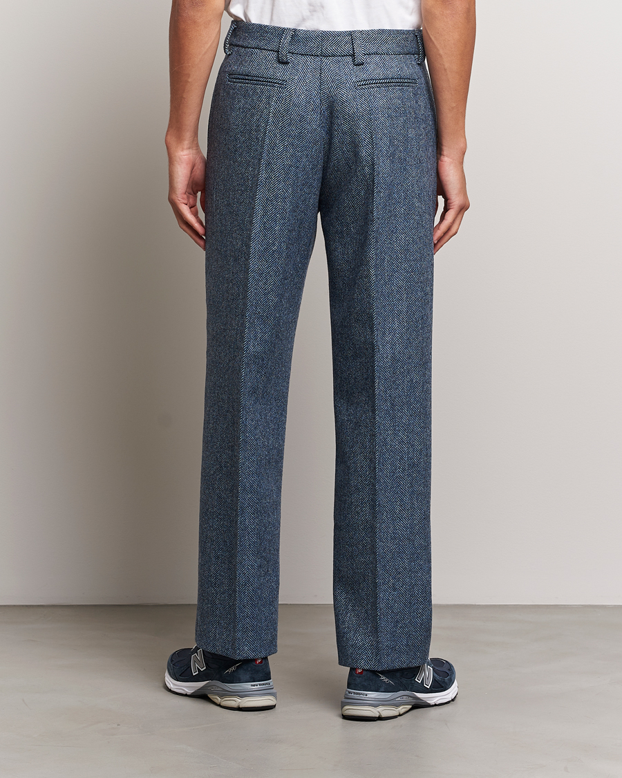 Herren | Hosen | Palmes | Pleated Wool Trousers Navy Herringbone