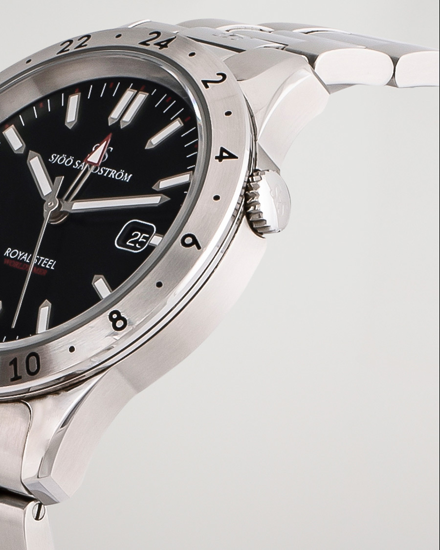Herren | Sjöö Sandström Pre-Owned Royal Steel Worldstimer 41mm SS-1841-WT Steel Black | Sjöö Sandström Pre-Owned | Royal Steel Worldstimer 41mm SS-1841-WT Steel Black