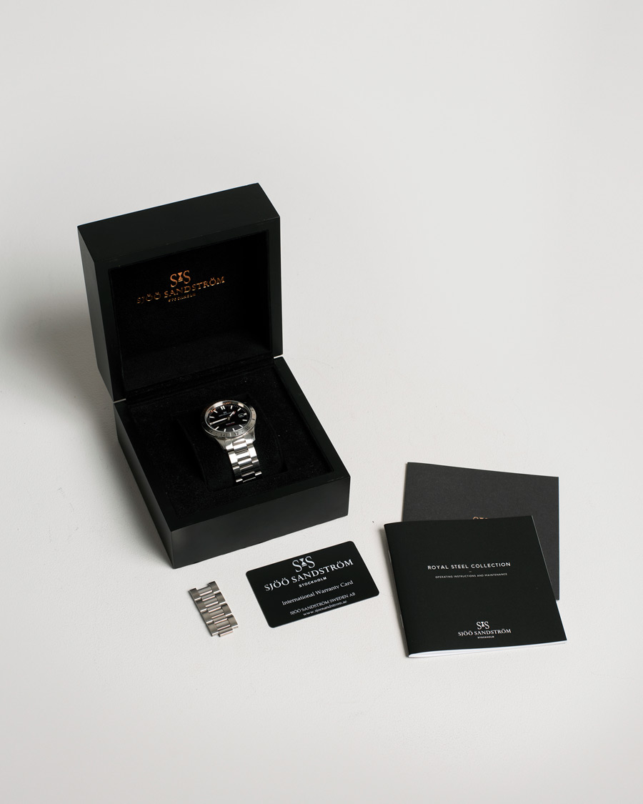 Herren | Sjöö Sandström Pre-Owned Royal Steel Worldstimer 41mm SS-1841-WT Steel Black | Sjöö Sandström Pre-Owned | Royal Steel Worldstimer 41mm SS-1841-WT Steel Black