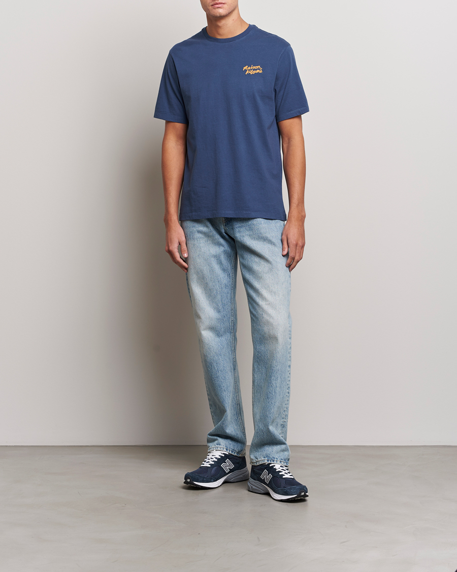 Herren | T-Shirts | Maison Kitsuné | Mini Handwriting T-shirt Blue Denim