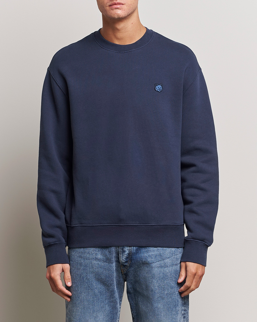 Herren | Pullover | Maison Kitsuné | Tonal Fox Head Sweatshirt Ink Blue